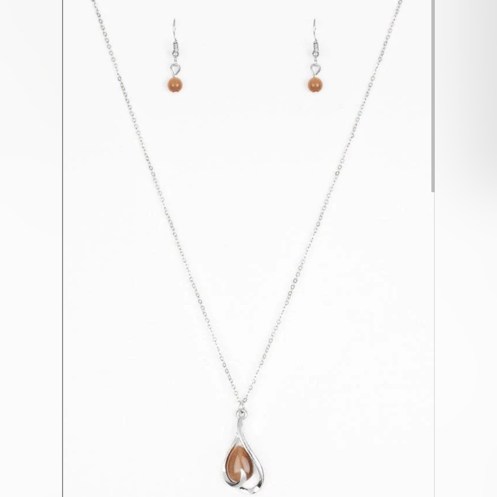Elegant Silver and Orange Jewelry Set